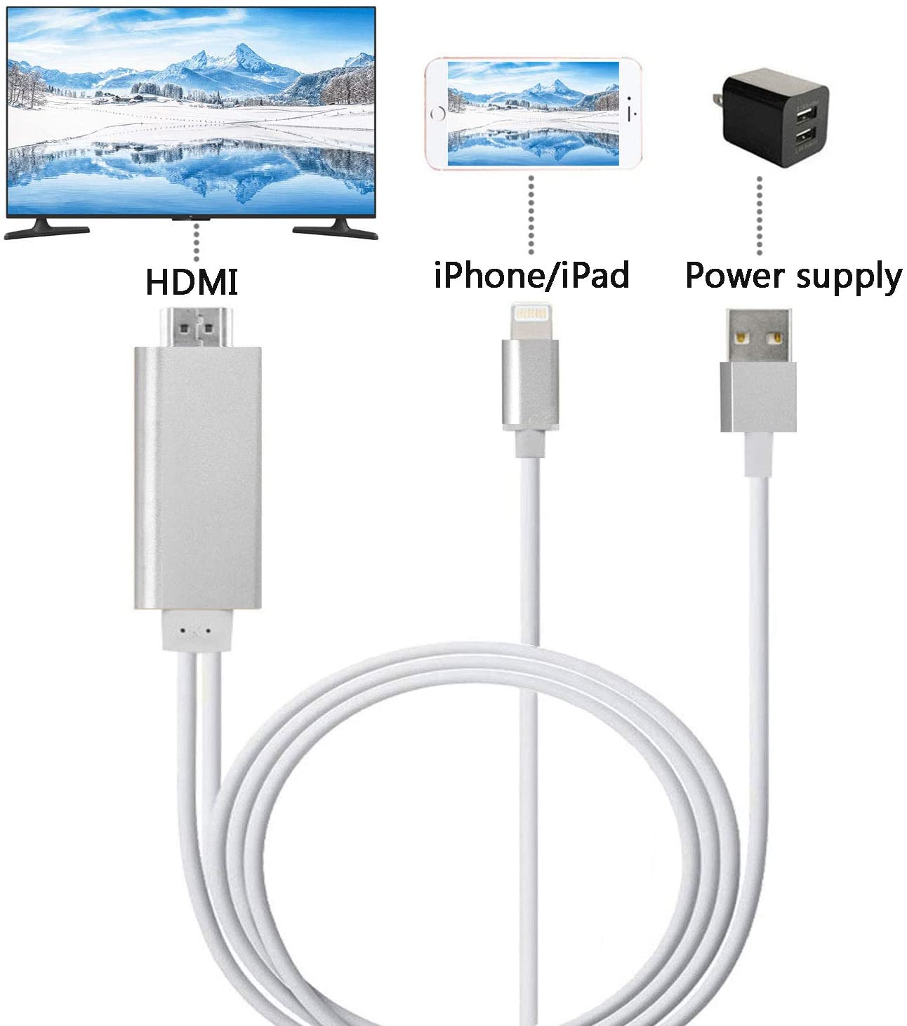 Адаптер Apple Lightning 8 pin - HDMI Digital AV (подключение iPhone (8 pin) к телевизору по HDMI) WH.