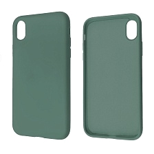 Чехол накладка NANO для APPLE iPhone XR, силикон, бархат, цвет темно зеленый