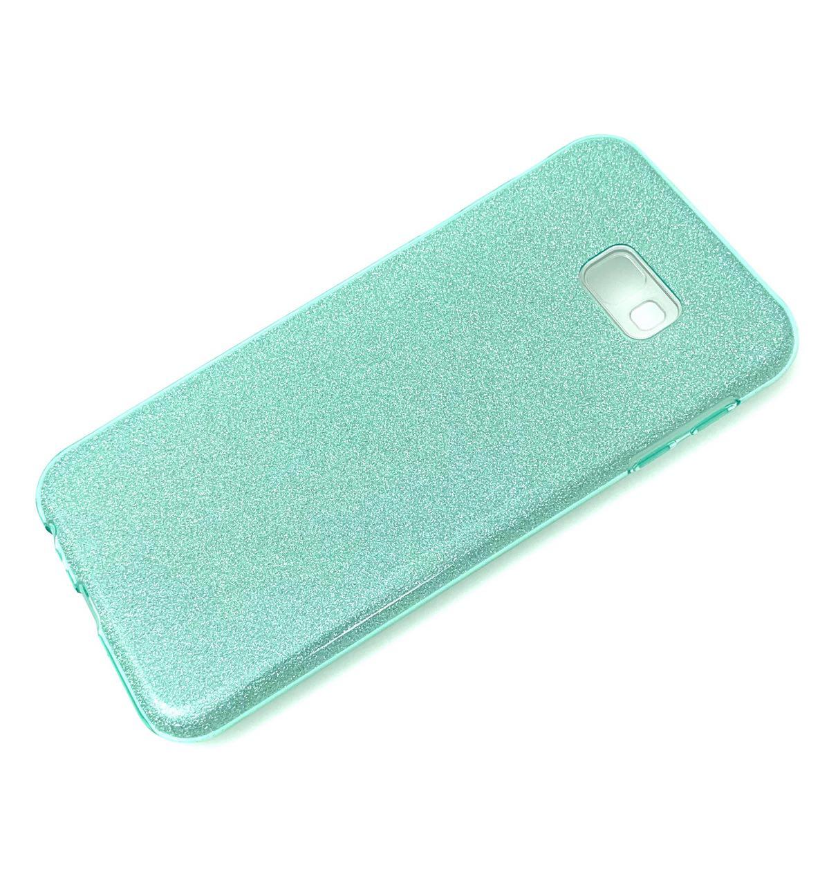Чехол накладка Shine для SAMSUNG Galaxy J4 Plus 2018 (SM-J415), силикон, блестки, цвет зеленый.