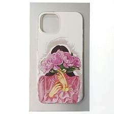 Чехол накладка для APPLE iPhone 13 (6.1), силикон, рисунок Девушка с букетом цветов