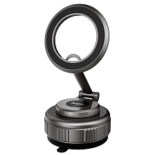 Автомобильный магнитный держатель QAYAN QH-184 на вакуумной присоске для смартфона, на приборную панель, цвет серебристый