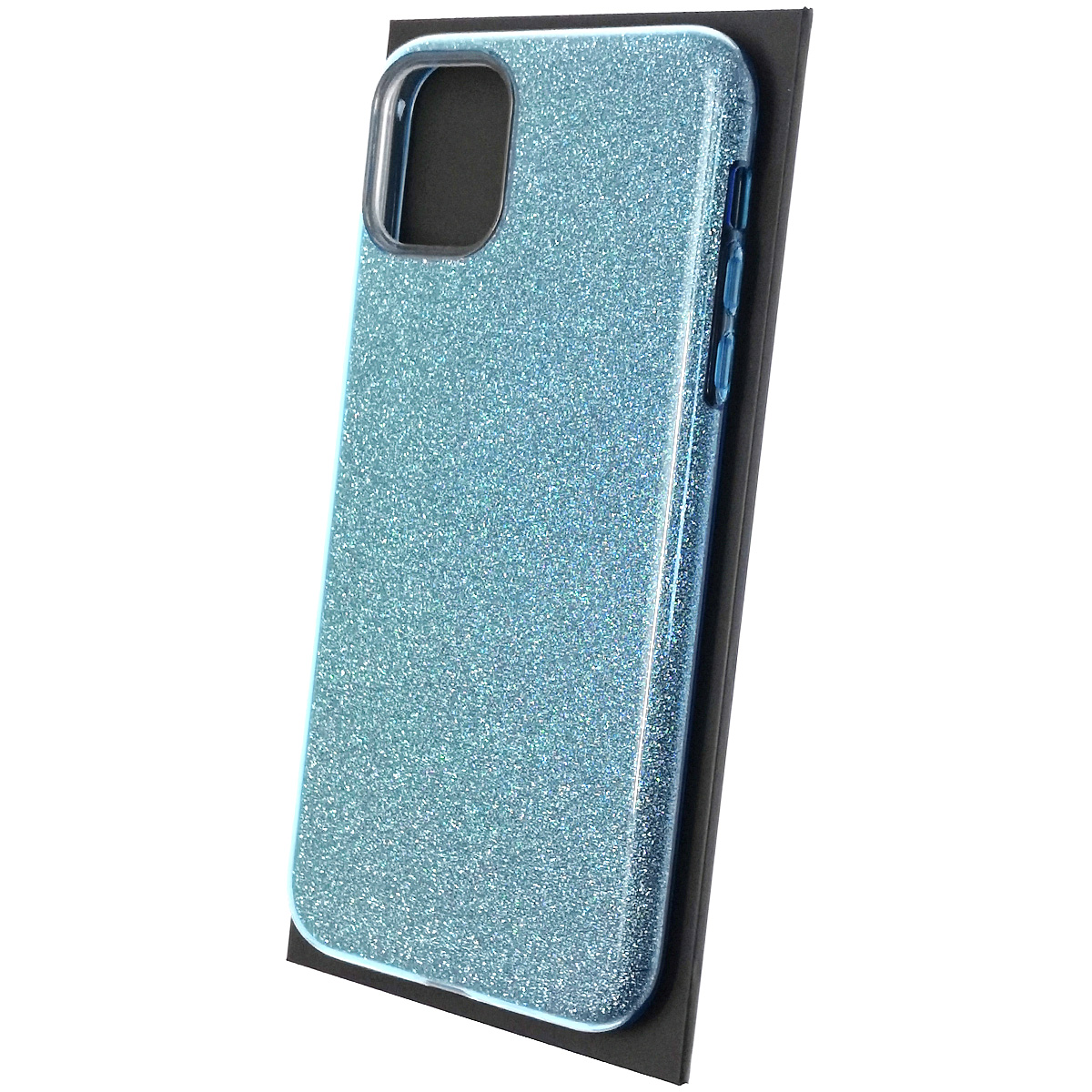 Чехол накладка Shine для APPLE iPhone 11 Pro Max 2019, силикон, блестки, цвет голубой.