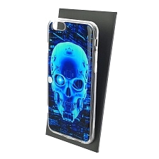 Чехол накладка для APPLE iPhone 6, iPhone 6G, iPhone 6S, силикон, глянцевый, рисунок Синий череп