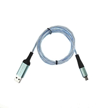 Кабель DENMEN D25V Micro USB, LED подсветка, 2.4A, длина 1 метр, цвет голубой