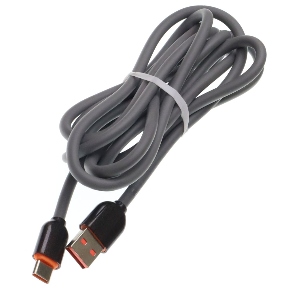 Кабель USB A на USB Type C, длина 2 метра, цвет черно серый