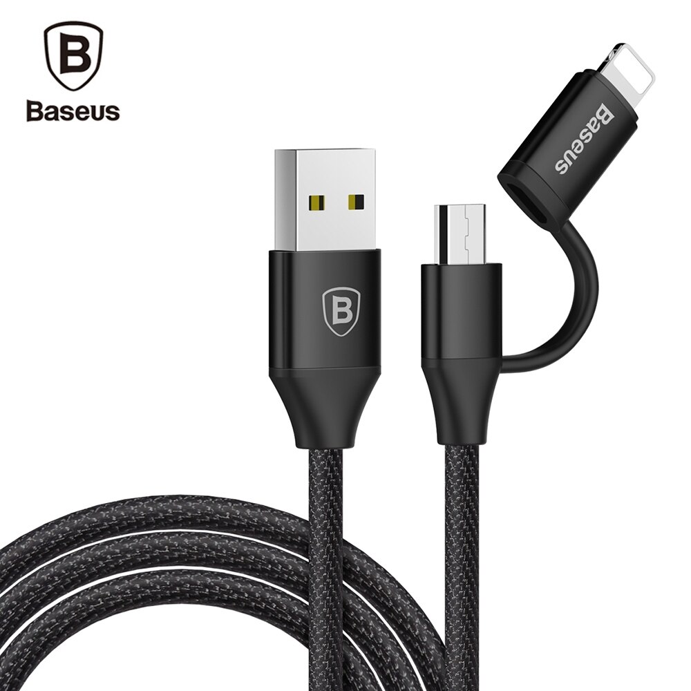 USB Дата-кабель"Baseus" Yiven 2 в 1 кабель (Micro/Lightning) 1M цвет чёрный.