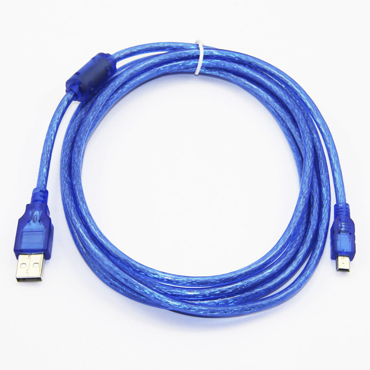Кабель USB - Mini USB (V3), длина 1.5 метра, с ферритовым фильтром, цвет синий
