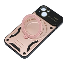 Чехол накладка Security Case с поддержкой MagSafe для APPLE iPhone 14, силикон, защита камеры, подставка, цвет розовый Чехол накладка Security Case с поддержкой MagSafe для APPLE iPhone 14, силикон, защита камеры, подставка, цвет розовый