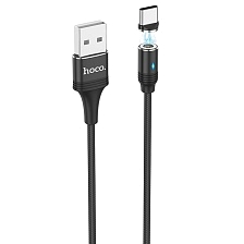 Магнитный зарядный кабель HOCO U76 Fresh USB Type C, 2A, длина 1.2 метра, цвет черный