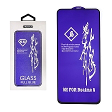 Защитное стекло 6D PREMIUM для Realme 6 (RMX2001), цвет окантовки черный.