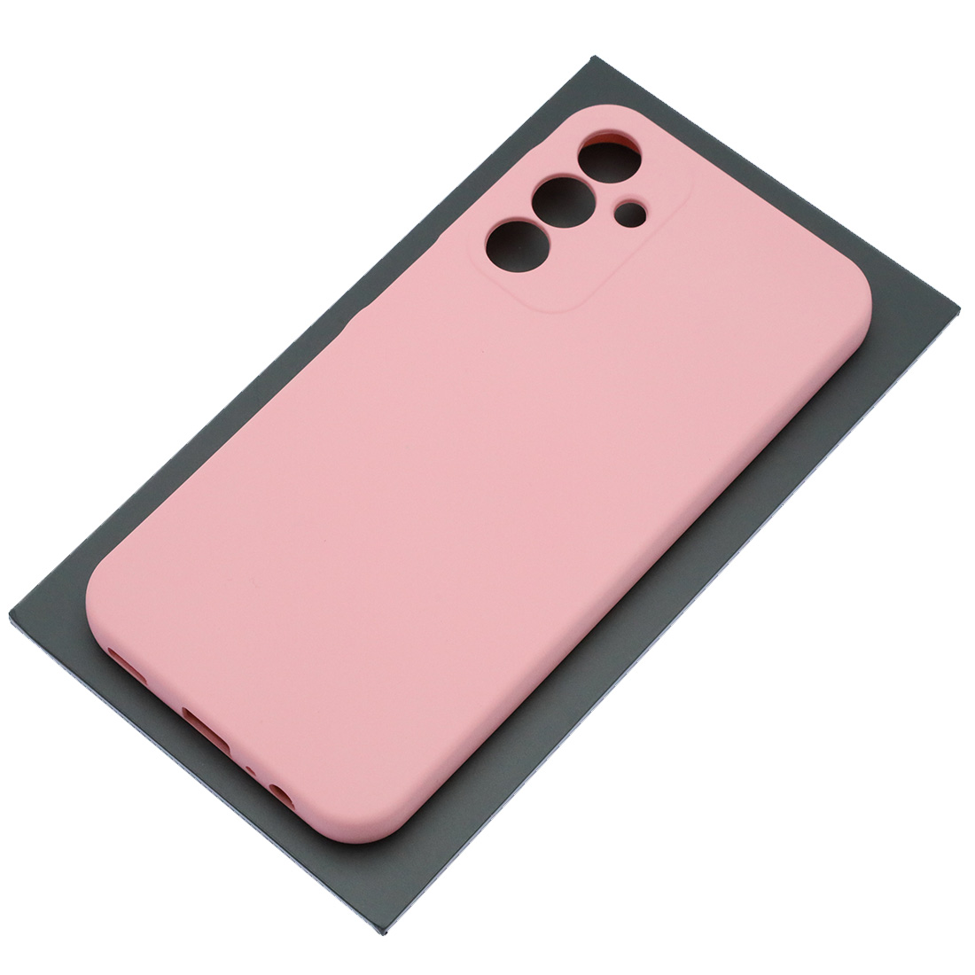 Чехол накладка Silicon Cover для SAMSUNG Galaxy A15, защита камеры, силикон, бархат, цвет розовый