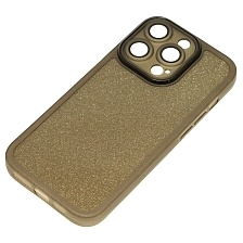 Чехол накладка Shine для APPLE iPhone 14 Pro, силикон, блестки, защита камеры, цвет черно золотистый