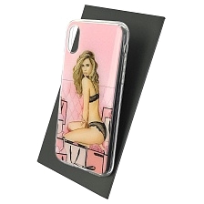 Чехол накладка для APPLE iPhone X, iPhone XS, силикон, блестки, глянцевый, рисунок Девушка