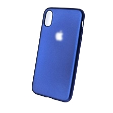 Чехол накладка Soft touch Brauffen для APPLE iPhone X, силикон, вырез под логотип, цвет синий.