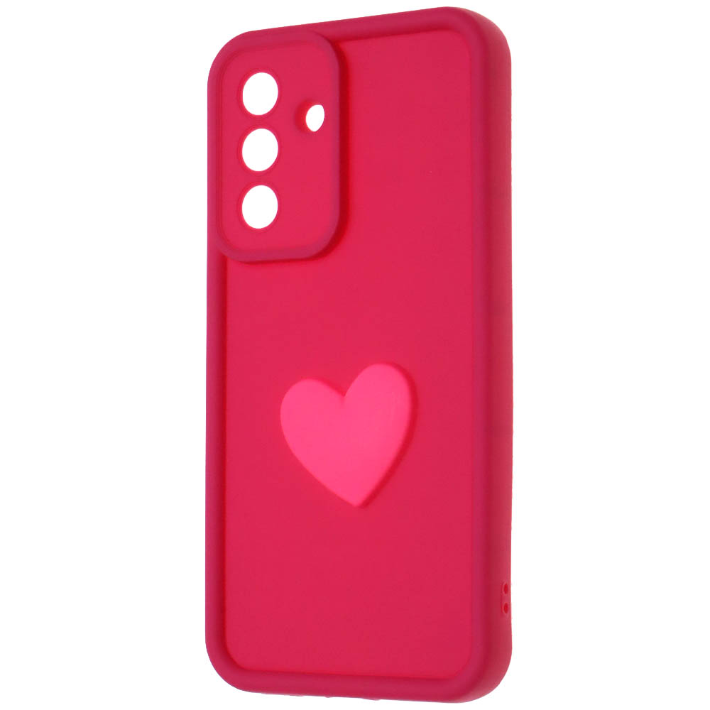 Чехол накладка для SAMSUNG Galaxy A56, силикон, 3D сердце, защита камеры, бортики, цвет розовый