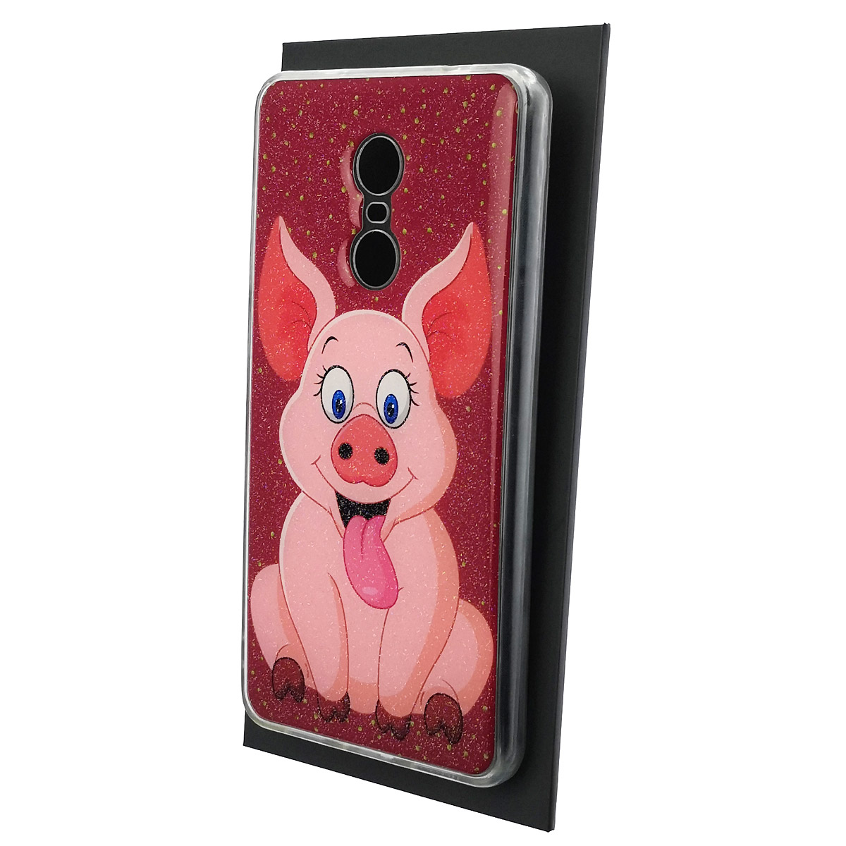Чехол накладка для XIAOMI Redmi Note 4X, силикон, блестки, глянцевый, рисунок Розовый поросенок