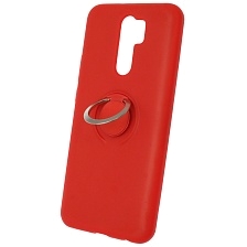 Чехол накладка RING для XIAOMI Redmi 9, силикон, кольцо держатель, цвет красный