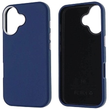 Чехол накладка для APPLE iPhone 16 (6.1"), силикон, пластик, текстура кожи, бархат, цвет темно синий