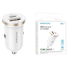АЗУ (Автомобильное зарядное устройство) BOROFONE BZ22 Scenery, PD30W, QC3.0 18W, 1 USB Type C, 1 USB, цвет белый