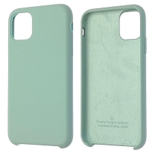 Чехол накладка Silicon Case для APPLE iPhone 11, силикон, бархат, цвет бледно бирюзовый