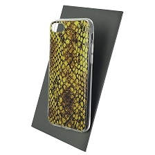Чехол накладка для APPLE iPhone 7, iPhone 8, iPhone SE 2020, силикон, глянцевый, рисунок Желтая кожа крокодила
