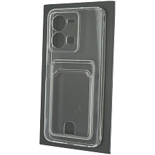 Чехол накладка CARD CASE для VIVO Y35, силикон, отдел для карт, цвет прозрачный Чехол накладка CARD CASE для VIVO Y35, силикон, отдел для карт, цвет прозрачный