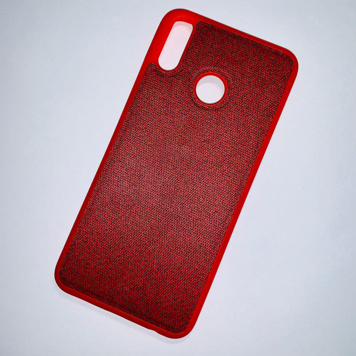 Чехол-накладка для HUAWEI Y9 2019 силиконовая "Джинс", красная.
