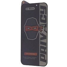 Защитное стекло Антишпион G-Rhino для APPLE iPhone 15 Pro Max (6.7"), цвет окантовки черный