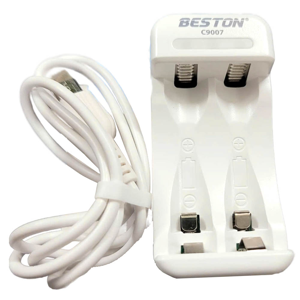 Зарядное устройство BESTON C9007, для аккумуляторов AAAx2, AAx2, с индикацией заряда, цвет белый