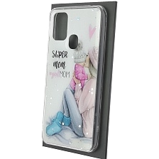 Чехол накладка Vinil для SAMSUNG Galaxy M31 (SM-M315), силикон, блестки, глянцевый, рисунок Super mom girl MOM