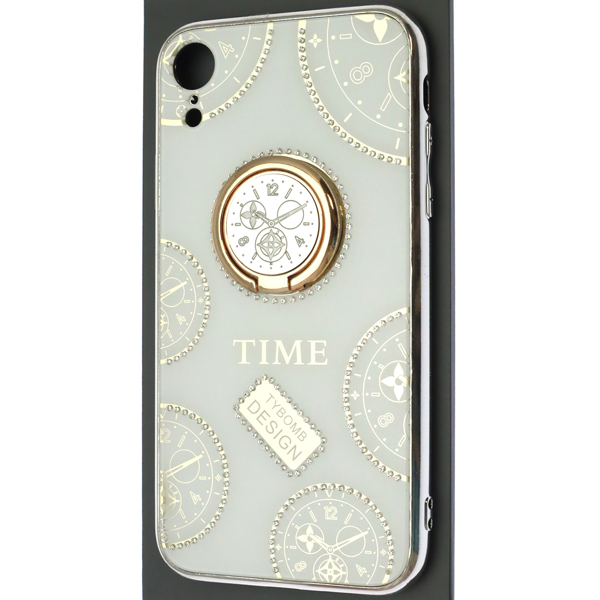 Чехол накладка TYBOMB для APPLE iPhone XR, силикон, стразы, кольцо держатель, рисунок Time