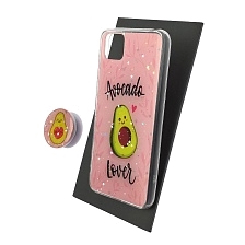 Чехол накладка для HUAWEI Honor 9S (DUA-LX9), Y5P 2020, силикон, фактурный глянец, с поп сокетом, рисунок Avocado