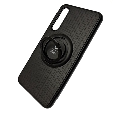 Чехол накладка iFace для XIAOMI Mi 9 SE, силикон, металл, кольцо держатель, цвет черный.