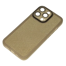 Чехол накладка Shine для APPLE iPhone 13 Pro, силикон, блестки, защита камеры, цвет черно золотистый