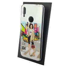 Чехол накладка для XIAOMI Redmi Note 7, Note 7 Pro, силикон, блестки, глянцевый, рисунок From USA with Love