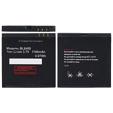 АКБ (Аккумулятор) BL6408 для Fly IQ239 ERA Nano 2, 1100mAh, 4.07Wh, цвет черный АКБ (Аккумулятор) BL6408 для Fly IQ239 ERA Nano 2, 1100mAh, 4.07Wh, цвет черный