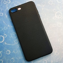 Накладка для Apple iPhone 7/8 Plus (5.5") силиконовая под кожу с вырезом APPLE чёрная BEST.