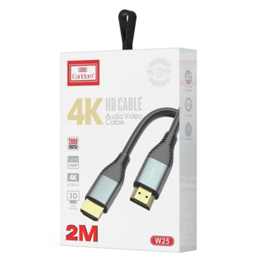 Кабель HDMI - HDMI EARLDOM ET-W25, силикон, длина 2 метра, цвет черный