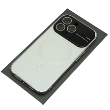 Чехол накладка AUTO FOCUS с поддержкой MagSafe для APPLE iPhone 13 Pro (6.1"), силикон, стекло, защита камеры, цвет белый
