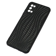 Чехол накладка для SAMSUNG Galaxy A03s (SM-A037F), силикон, плетение, цвет черный