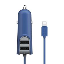 АЗУ "Baseus" 2 USB 5V-3.4A + кабель для Lightning цвет синий.
