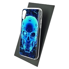 Чехол накладка для APPLE iPhone X, iPhone XS, силикон, глянцевый, рисунок Синий череп