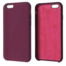 Чехол накладка Silicon Case для APPLE iPhone 6, 6G, 6S, силикон, бархат, цвет бордовый.