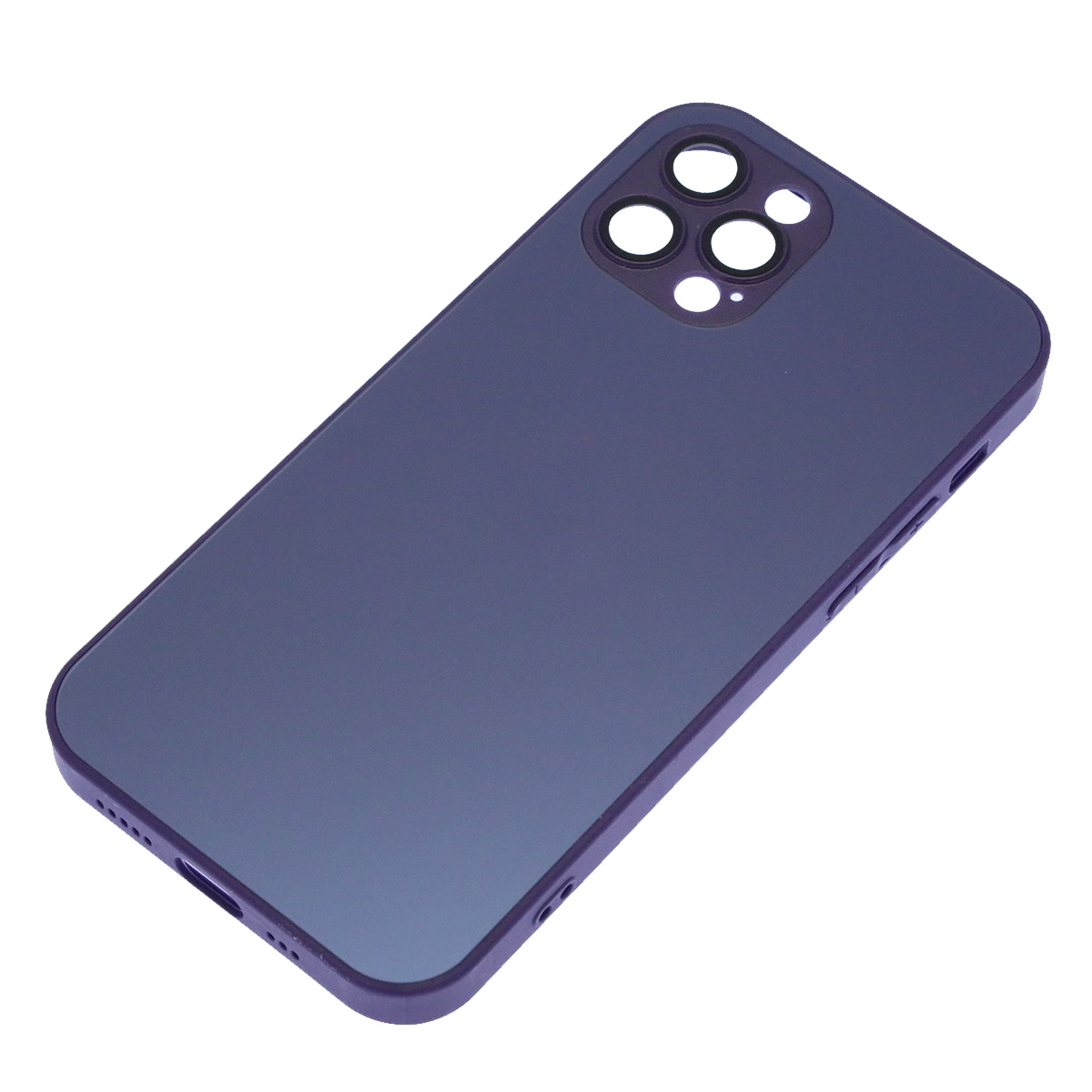 Чехол накладка AG Glass case с поддержкой MagSafe для APPLE iPhone 12 Pro, силикон, защита камеры, цвет темно фиолетовый