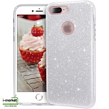 Чехол накладка Shine для APPLE iPhone 7 Plus, iPhone 8 Plus, силикон, блестки, цвет серебристый