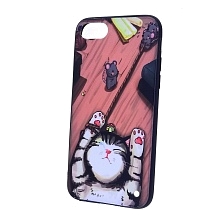 Чехол накладка для APPLE iPhone 7, 8, пластик, силикон, рисунок Мышки тянут спящего Кота.
