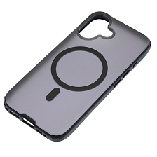 Чехол накладка NEW с поддержкой Magsafe для APPLE iPhone 16, матовый, силикон, пластик, цвет прозрачно черный