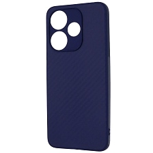 Чехол накладка для XIAOMI Redmi 13, POCO M6 4G, защита камеры, силикон, карбон, цвет темно синий