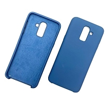 Чехол накладка Silicon Cover для SAMSUNG Galaxy J8 (SM-J800F), силикон, бархат, цвет синий.