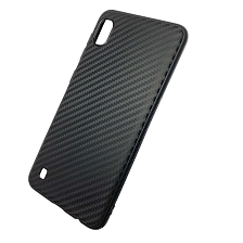 Чехол накладка для SAMSUNG Galaxy A10 (SM-A105), силикон, карбон, цвет черный
